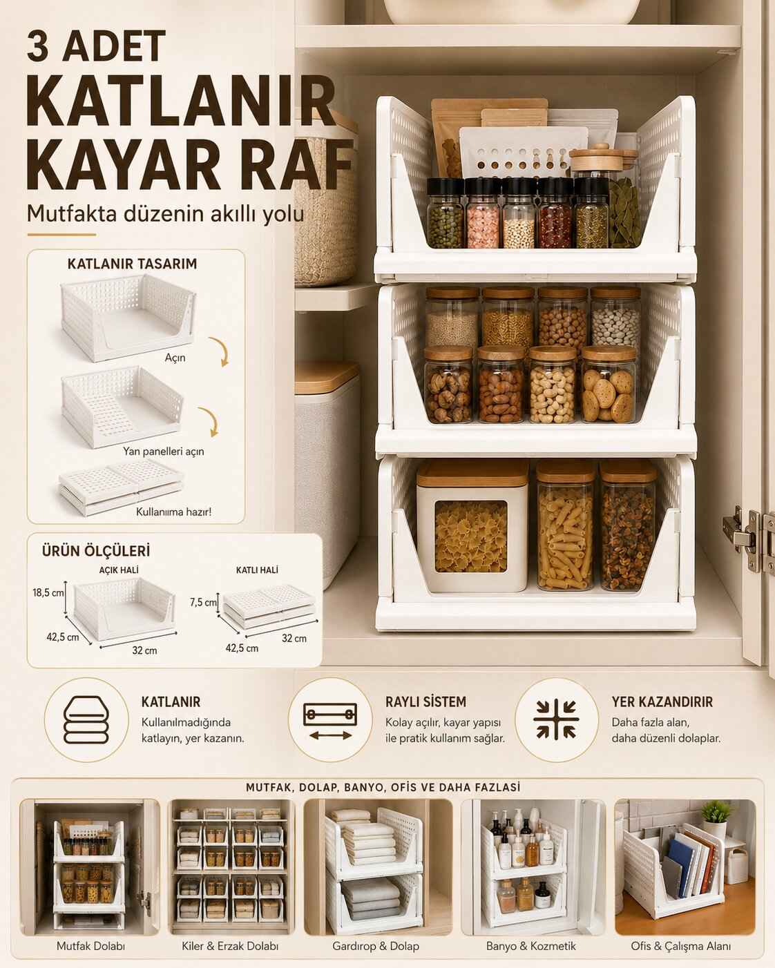 Banyo dolabında ferah düzen